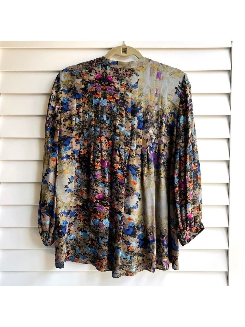 Parker Abstract Floral Print Silk Blouse - Picture 6 of 12